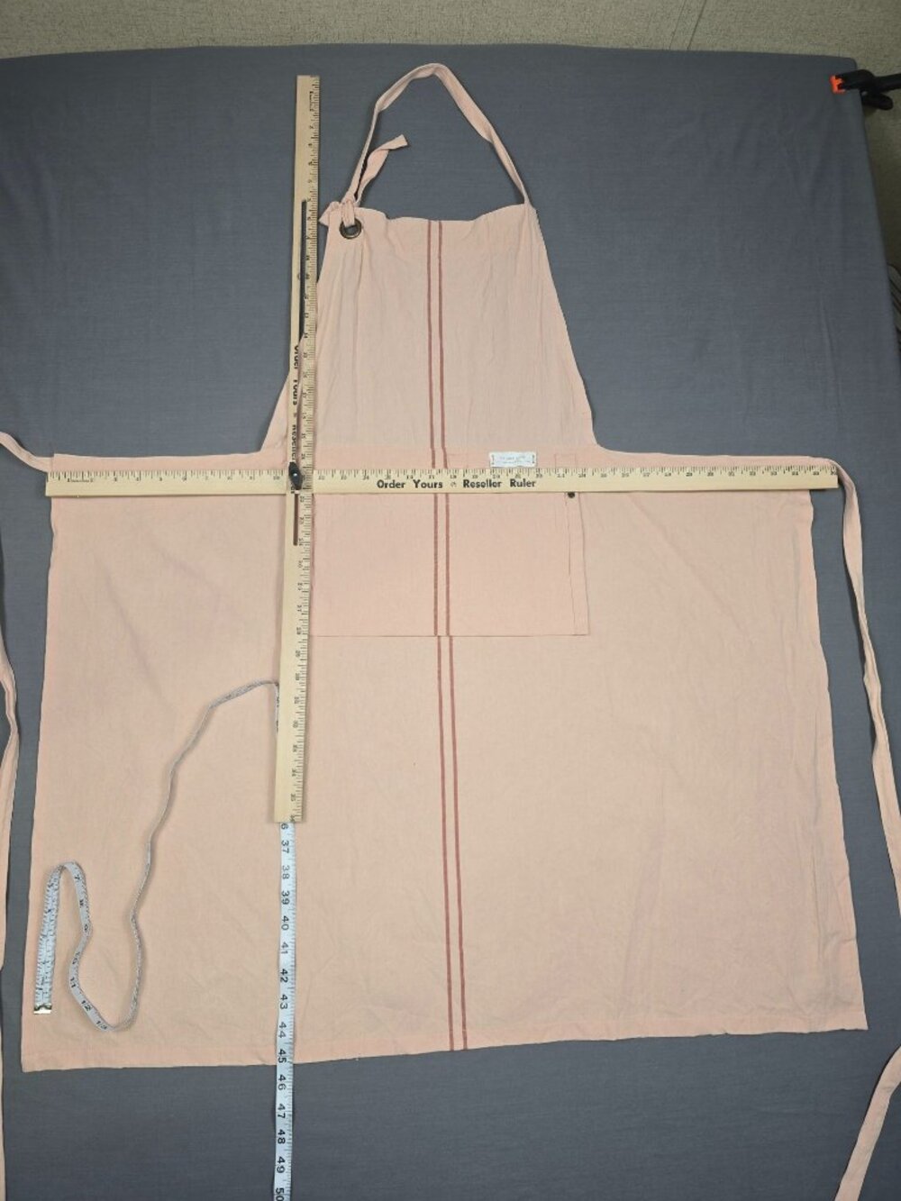 Anthropologie Pink 100%Cotton Apron Adjustable - Picture 5 of 6